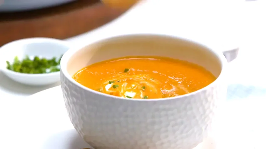 Sweet Potato, Carrot, Apple, and Red Lentil Soup