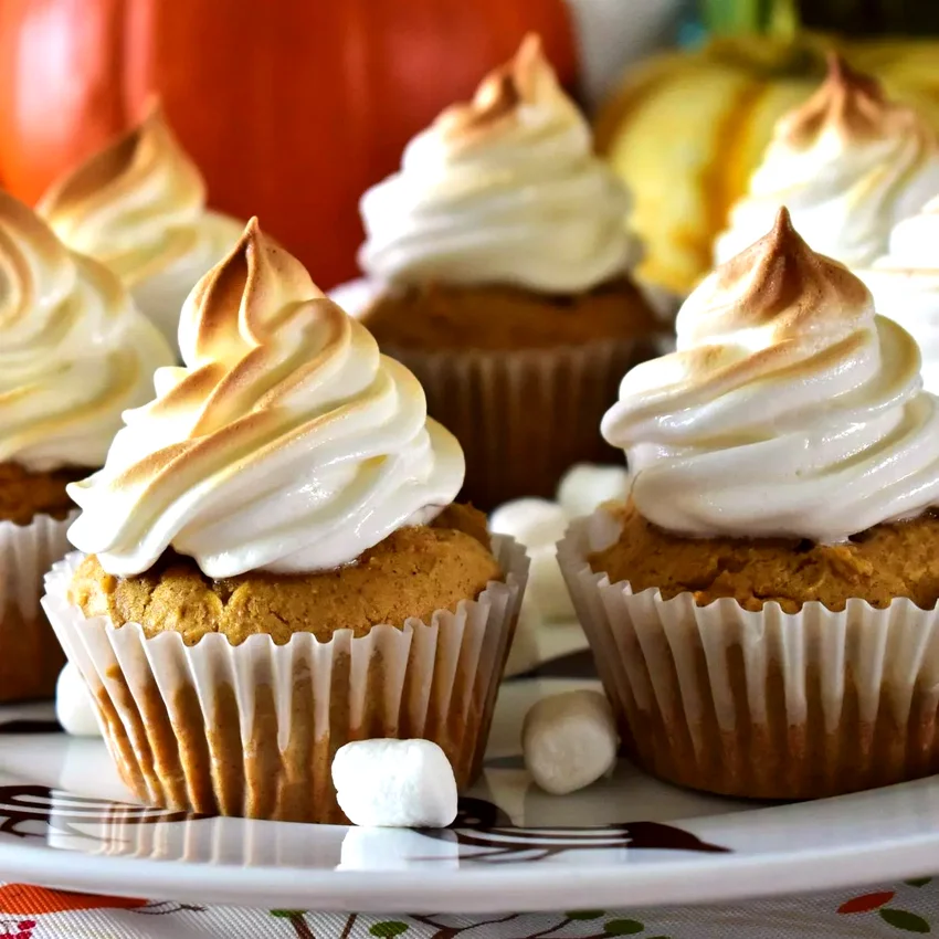 Sweet Potato Cupcakes with Toasted Marshmallow Frosting