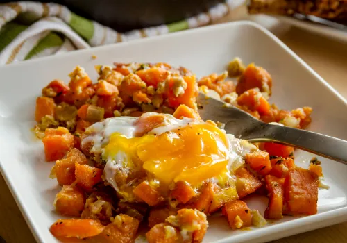 Sweet Potato Hash with Fried Eggs