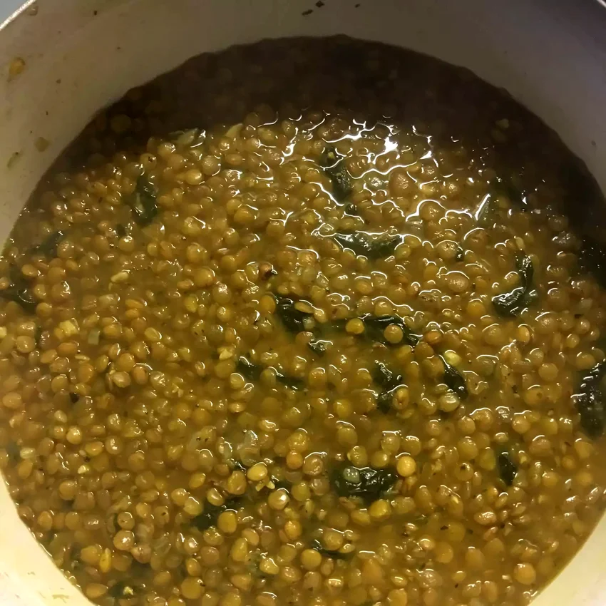 Syrian-Style Lentil and Spinach Soup