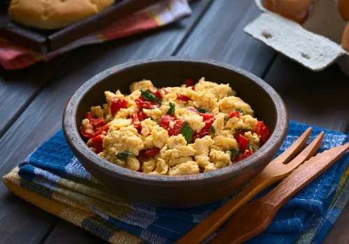 Tofu Scramble with Bell Peppers and Onions