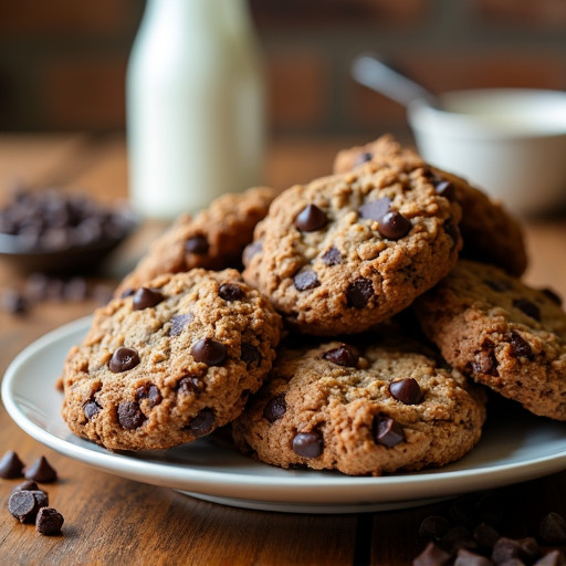 Vegan Dark Chocolate Chip Oatmeal Cookies