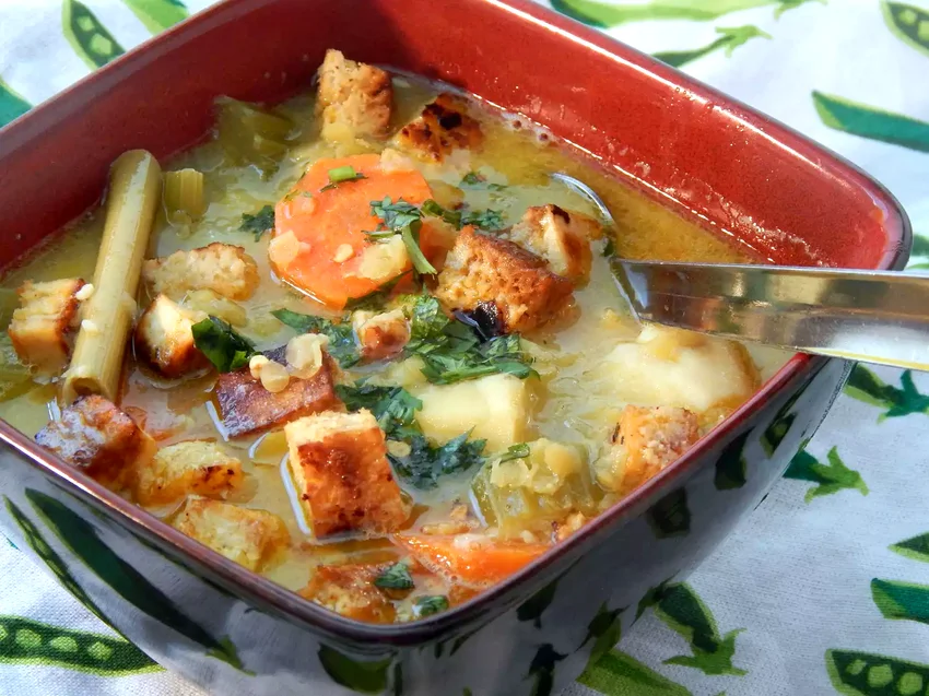 Vegetable Tofu Soup with Lemongrass and Coconut Milk