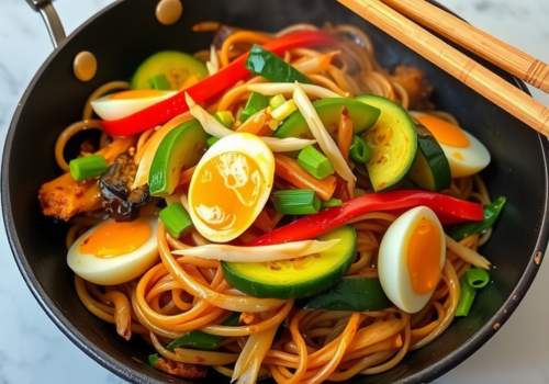 Vegetable and Egg Noodle Stir-Fry