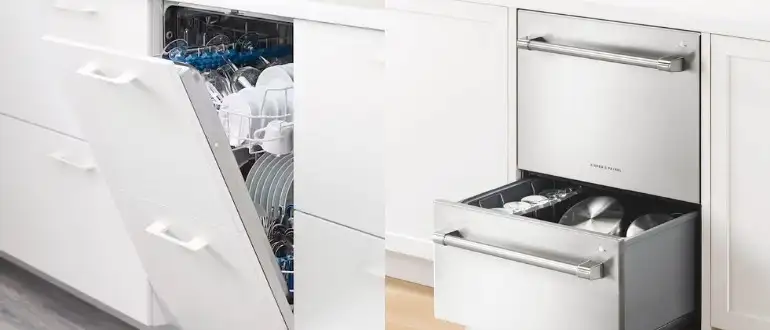 What is the difference between a built-in dishwasher and a drawer dishwasher