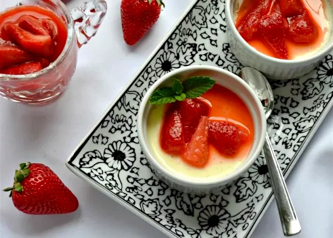 50 Elegant Desserts You Can Create in Your Own Kitchen White Chocolate Panna Cotta with Stewed Strawberries