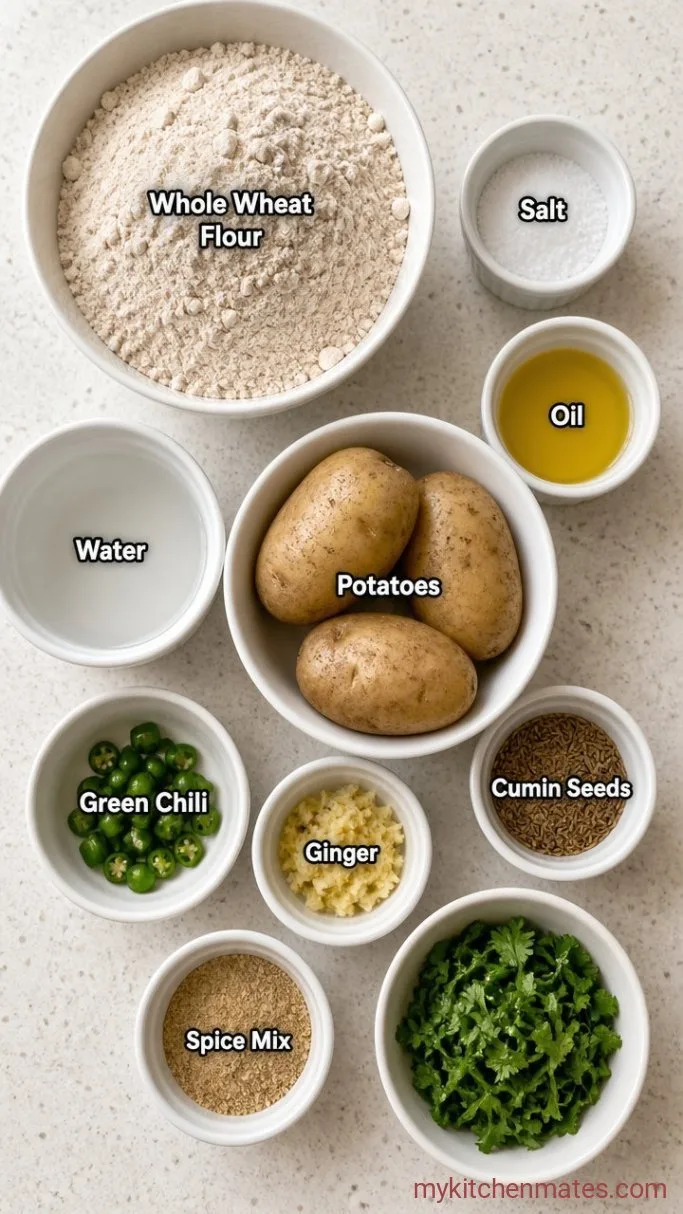 Flaky, Spiced Aloo Paratha (Indian Potato Flatbread) Ingredients