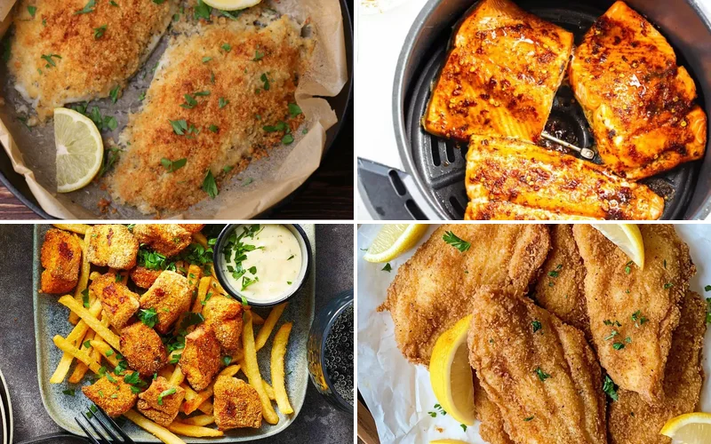 air-fryer-catfish-recipes collage