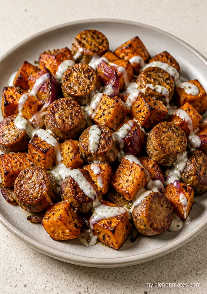 Air Fryer Chicken Sausage and Sweet Potato Tray