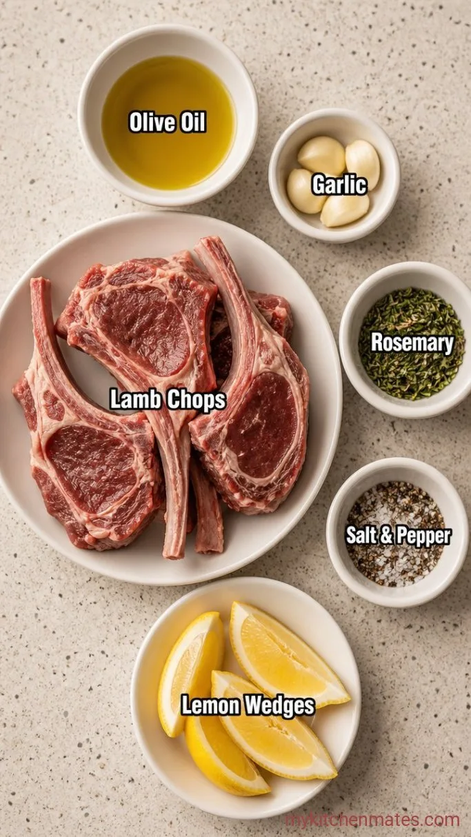 Quick Air Fryer Lamb Chops with Rosemary and Garlic Ingredients