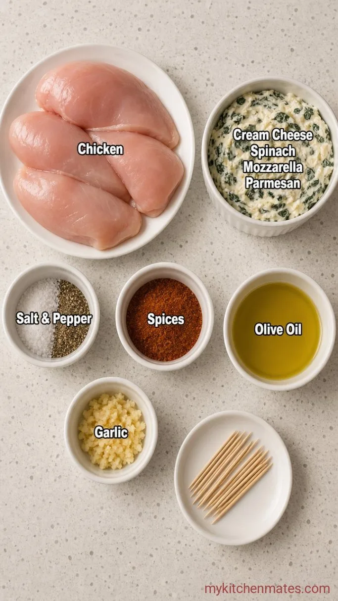 Creamy Air Fryer Stuffed Chicken Breast with Spinach & Cheese Ingredients