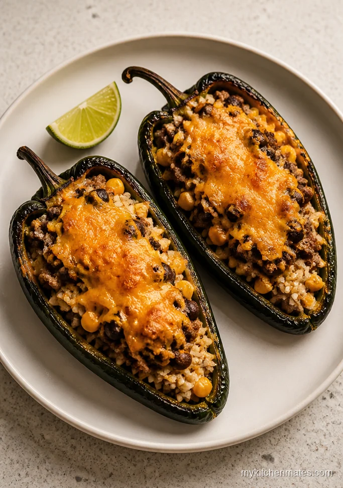 Air Fryer Stuffed Poblanos with Beef