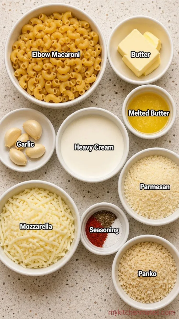 Creamy Baked Alfredo Mac and Cheese Ingredients
