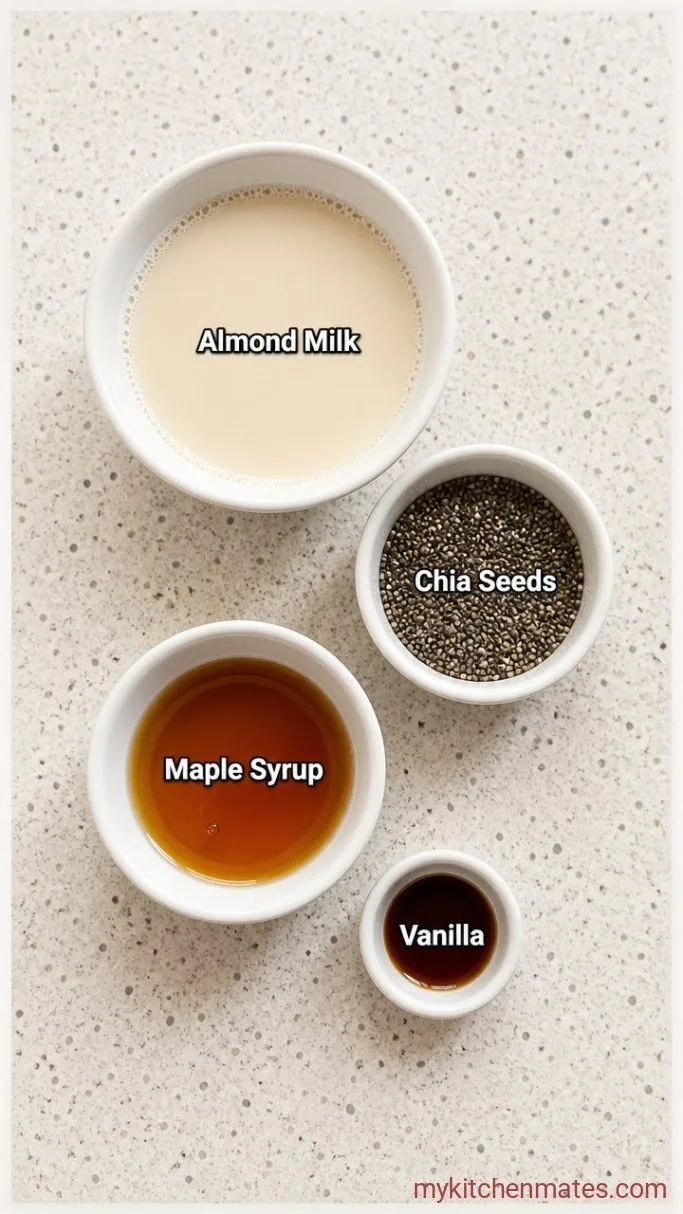 Creamy Almond Milk Chia Pudding (4 Ingredients, No Cook) Ingredients