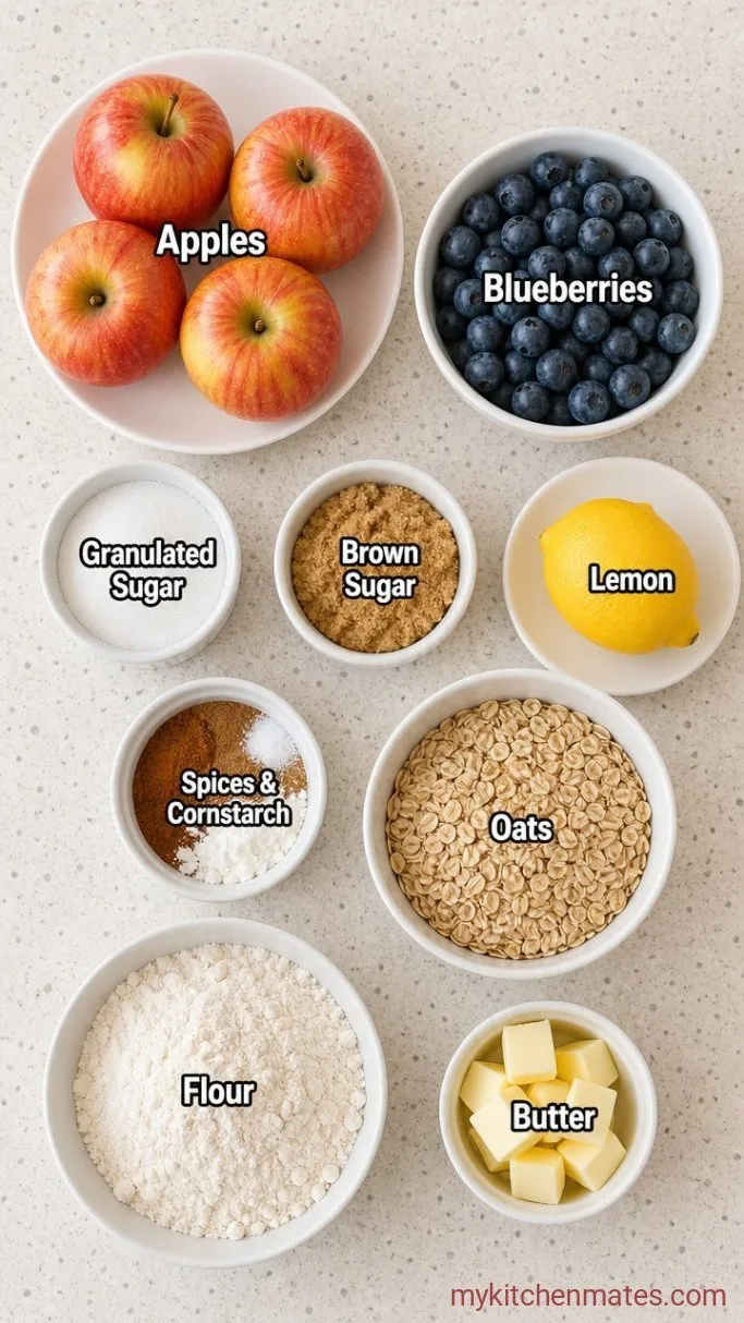 Apple Blueberry Crisp with Oat Crumble Ingredients