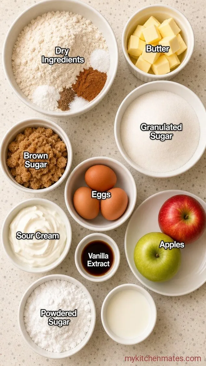 Easy Apple Bundt Cake with Brown Sugar Glaze Ingredients