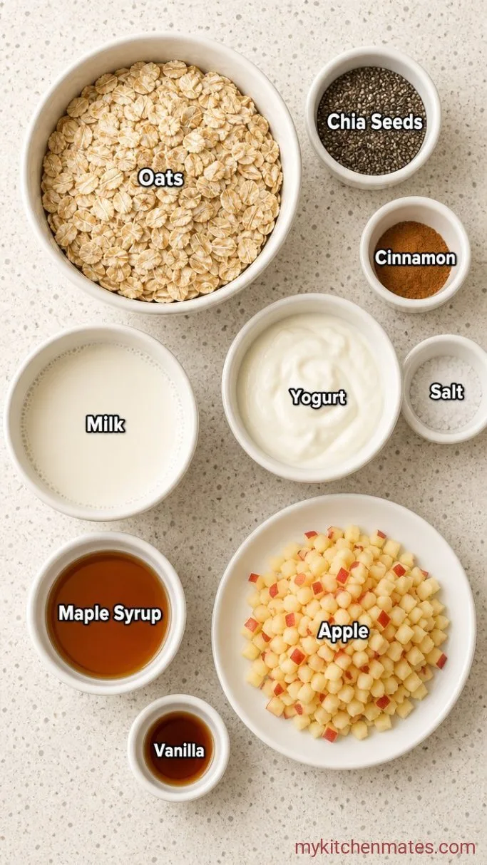 Apple Cinnamon Overnight Oats (Creamy, Make-Ahead, No-Cook) Ingredients