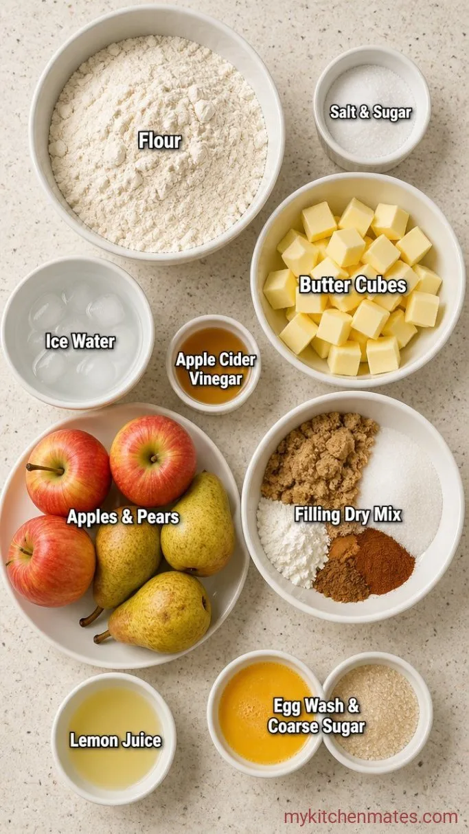 Apple Pear Pie with a Flaky Butter Crust Ingredients