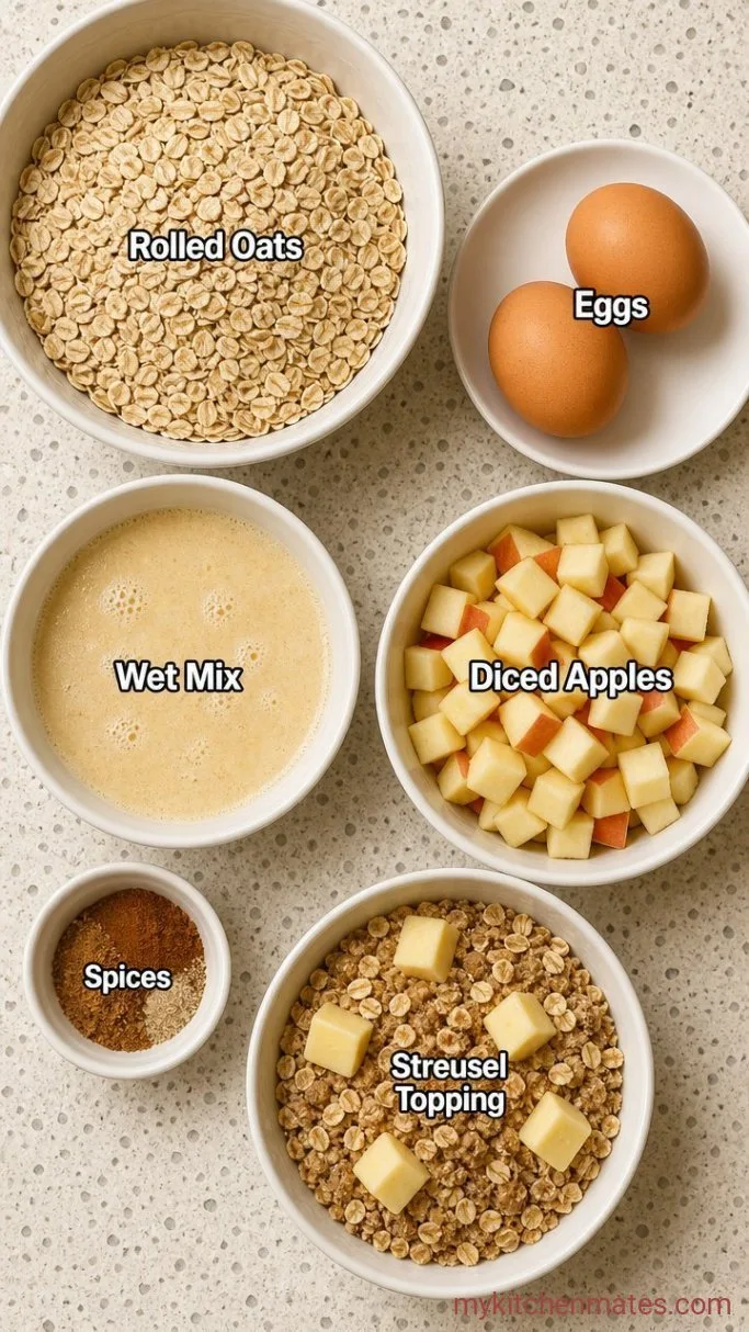 Apple Pie Baked Oatmeal with Cinnamon Streusel Ingredients