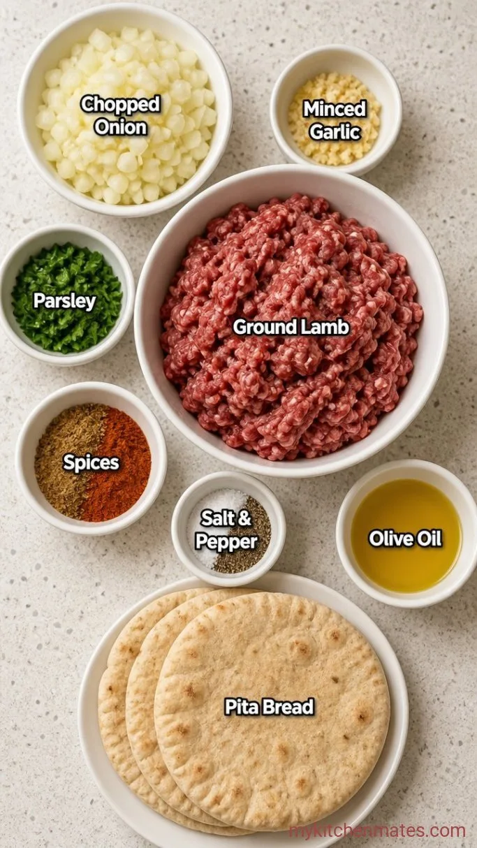 Crispy Arayes (Quick Stuffed Pitas with Spiced Meat) Ingredients