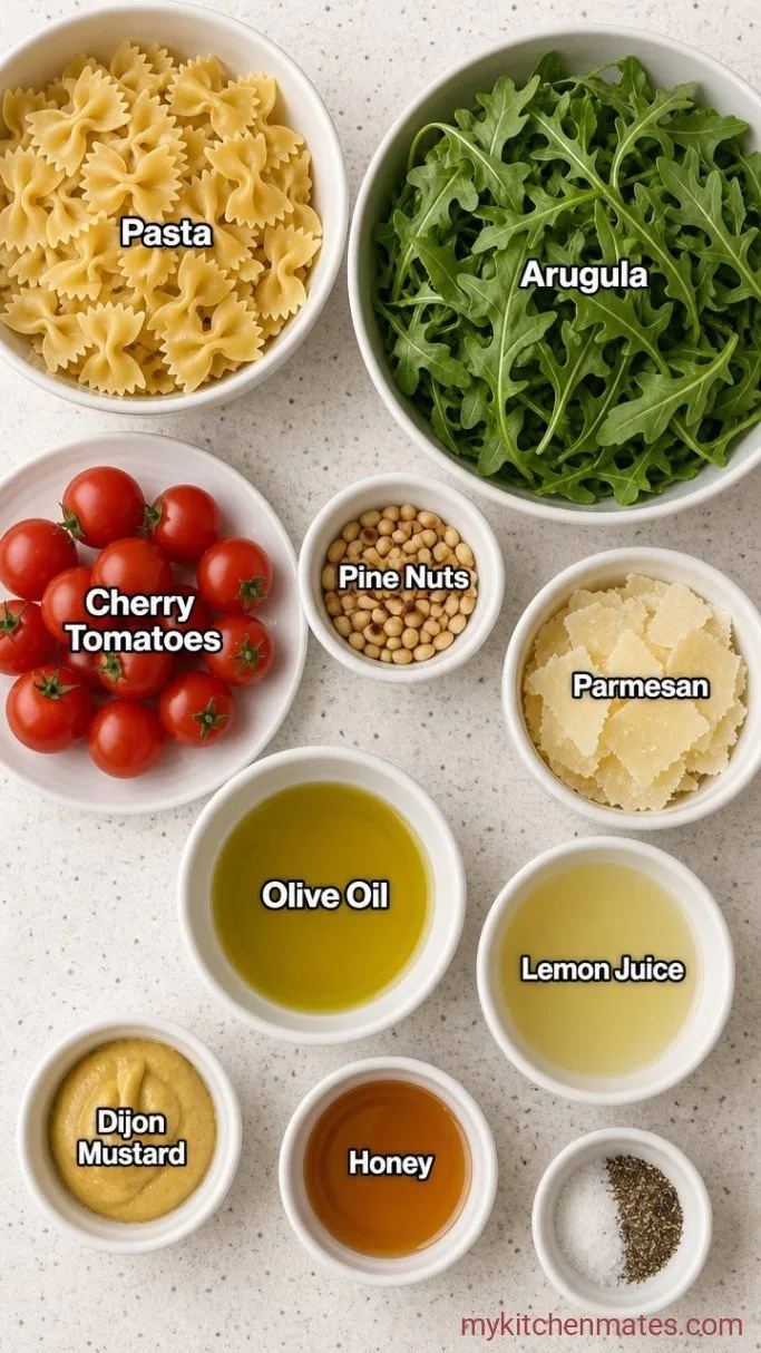 25-Minute Arugula Pasta Salad with Lemon and Parmesan Ingredients