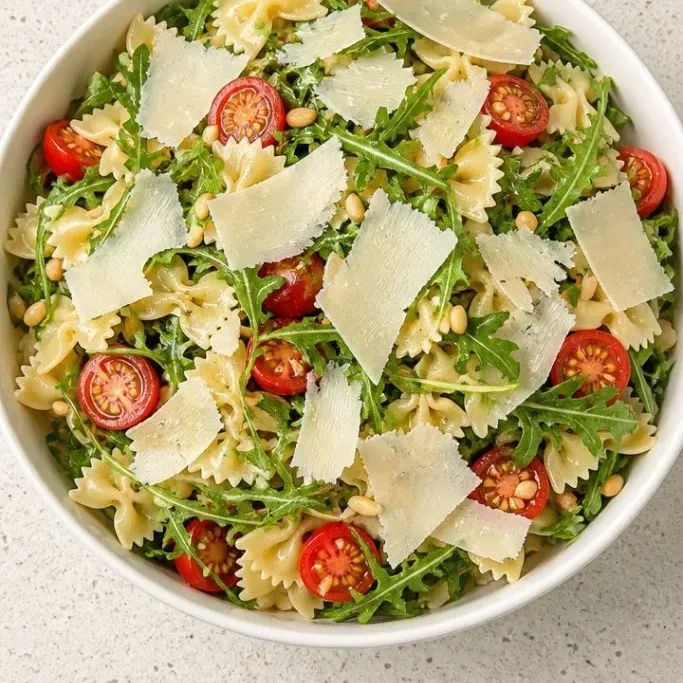 25-Minute Arugula Pasta Salad with Lemon and Parmesan Arugula Pasta Salad