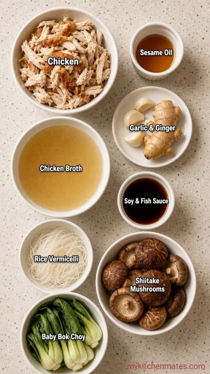 20-Minute Asian Chicken Soup with Ginger and Soy Ingredients