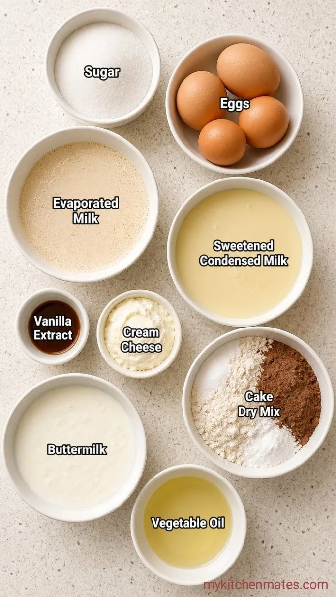 Mexican Chocoflan (The Impossible Cake): Chocolate Cake and Flan in One Pan Ingredients