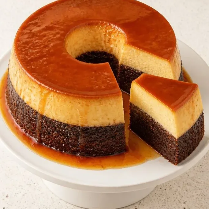 Mexican Chocoflan (The Impossible Cake): Chocolate Cake and Flan in One Pan Authentic Mexican Chocoflan