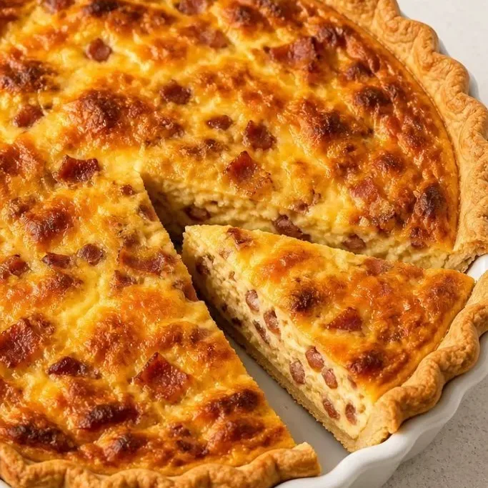 Easy Bacon and Cheese Quiche with Flaky Crust Bacon and Cheese Quiche