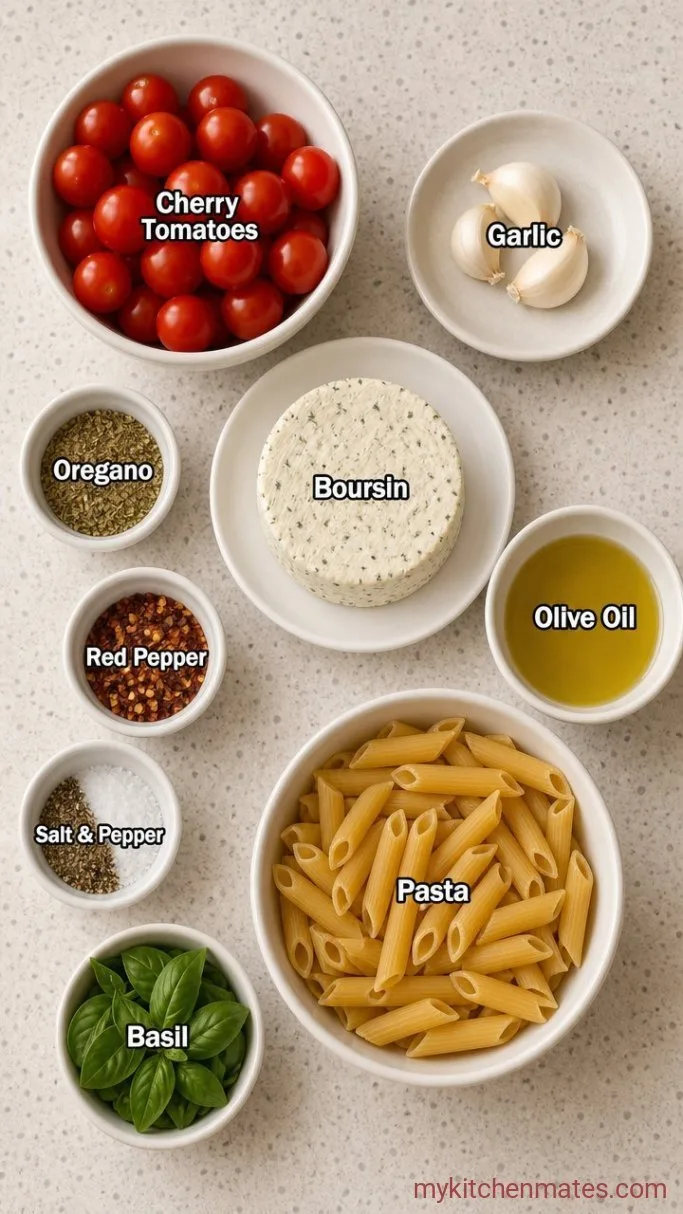 Creamy Baked Boursin Pasta with Cherry Tomatoes Ingredients
