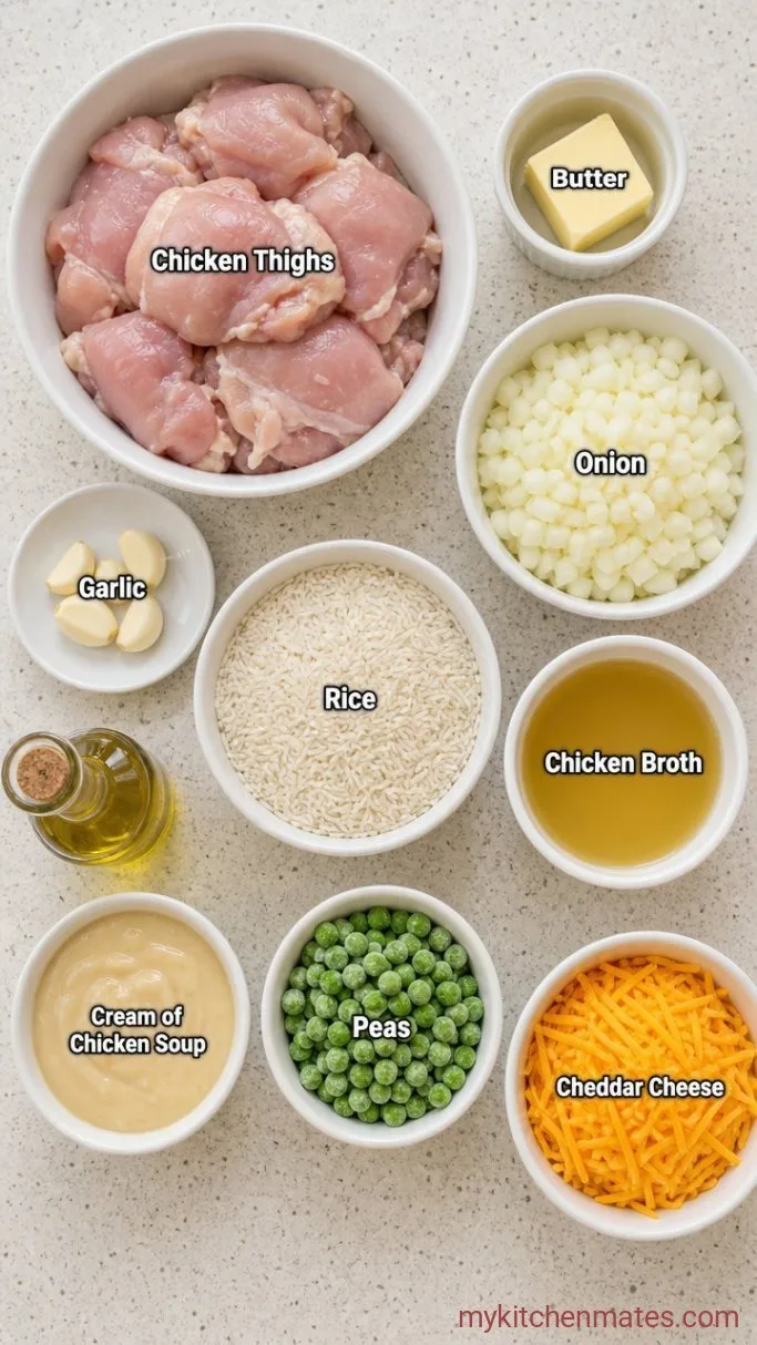 One-Pan Creamy Chicken and Rice Casserole Ingredients