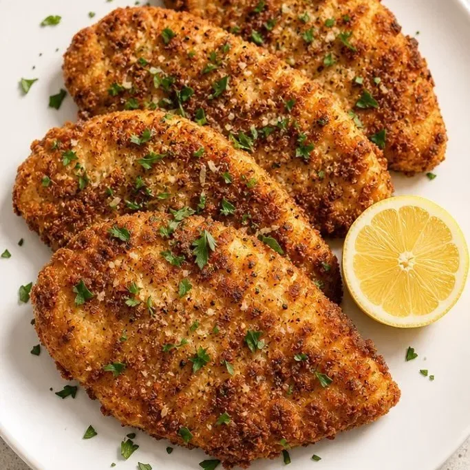Crispy Baked Chicken Cutlets with Lemon and Parmesan Baked Chicken Cutlets