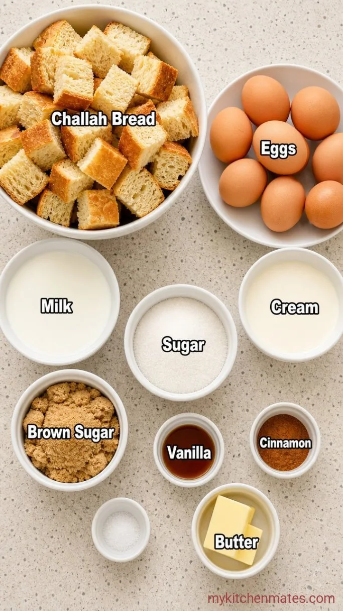 Make-Ahead Baked French Toast with Cinnamon and Maple Ingredients