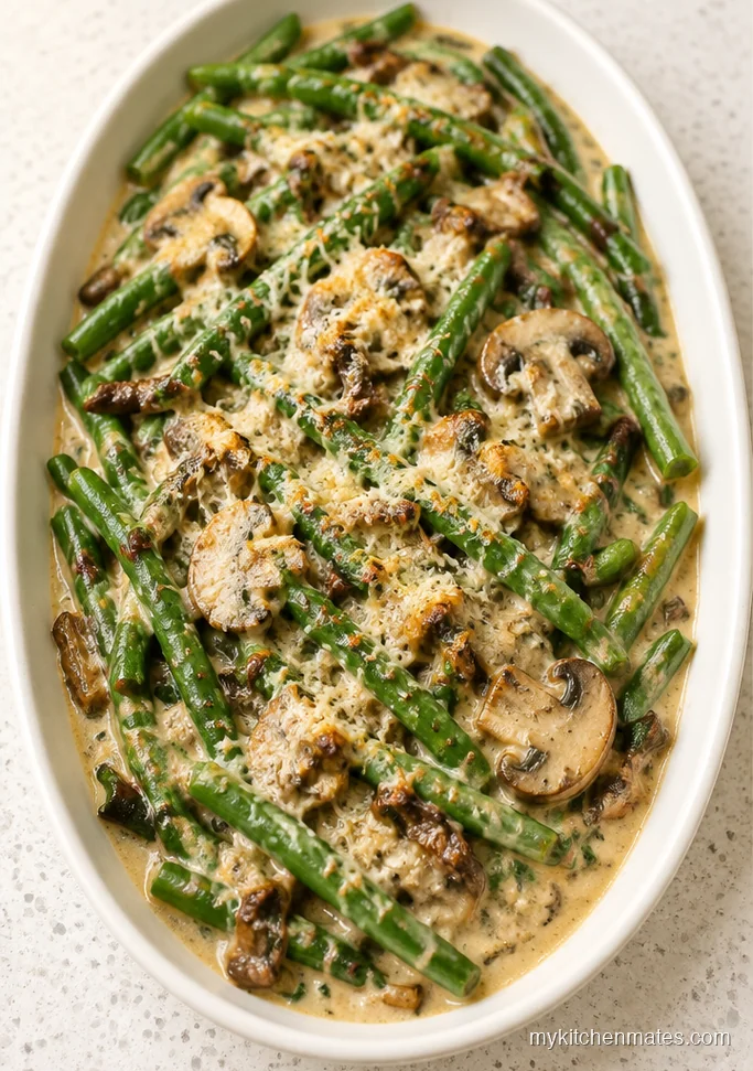 Baked Green Beans with Mushroom Cream