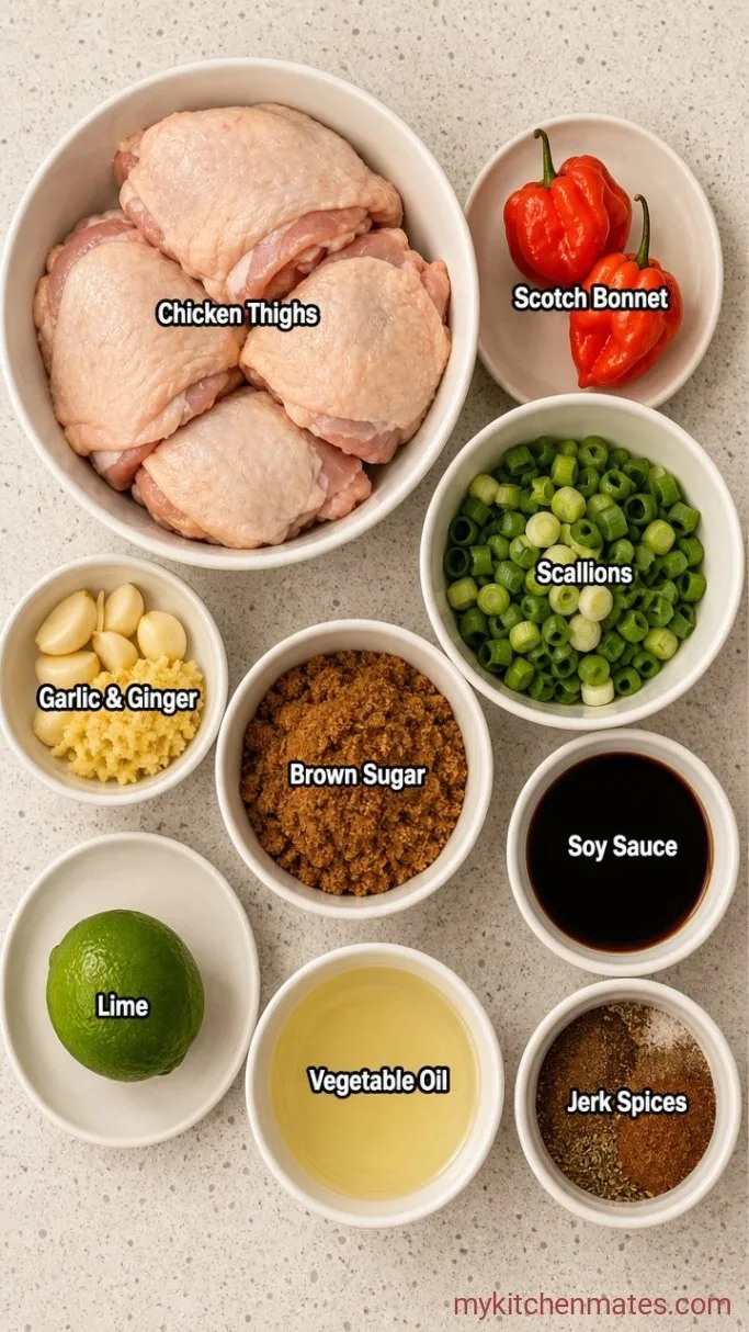 Easy Oven-Baked Jerk Chicken (Sticky and Spicy) Ingredients