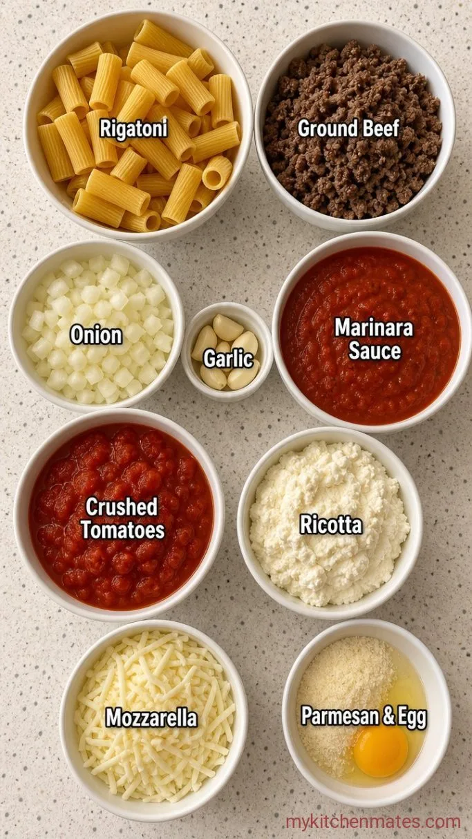 No-Boil Baked Pasta Casserole Ingredients
