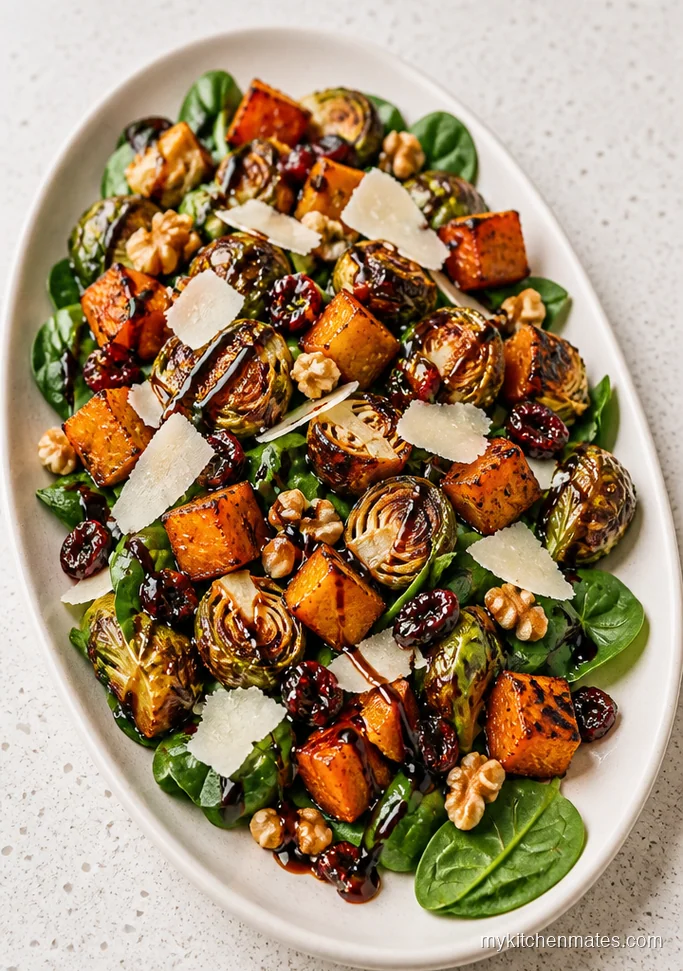 Balsamic Butternut Squash and Brussels Sprouts Salad