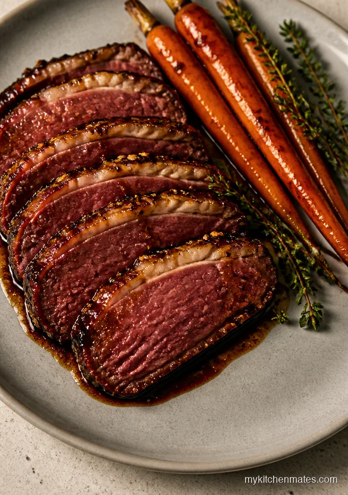 Balsamic Glazed Corned Beef with Carrots