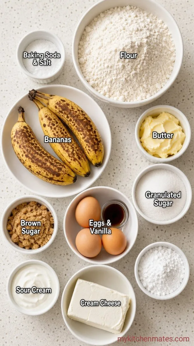 Moist Banana Birthday Cake with Cream Cheese Frosting Ingredients