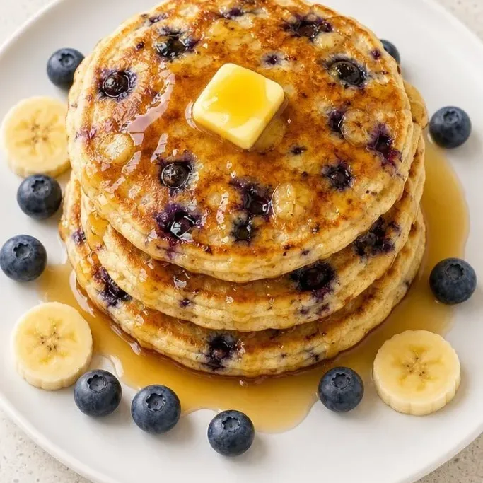 Fluffy Banana Blueberry Pancakes Banana Blueberry Pancakes