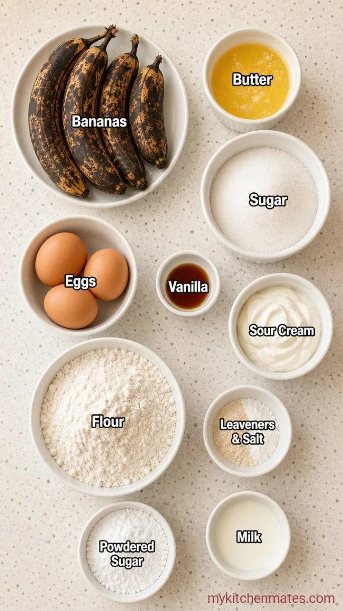 One-Bowl Banana Bread Bundt Cake Ingredients