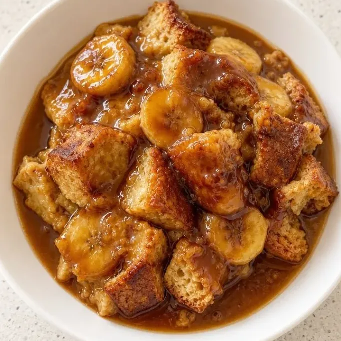 Banana Bread Pudding with Brown Sugar Sauce Banana Bread Pudding