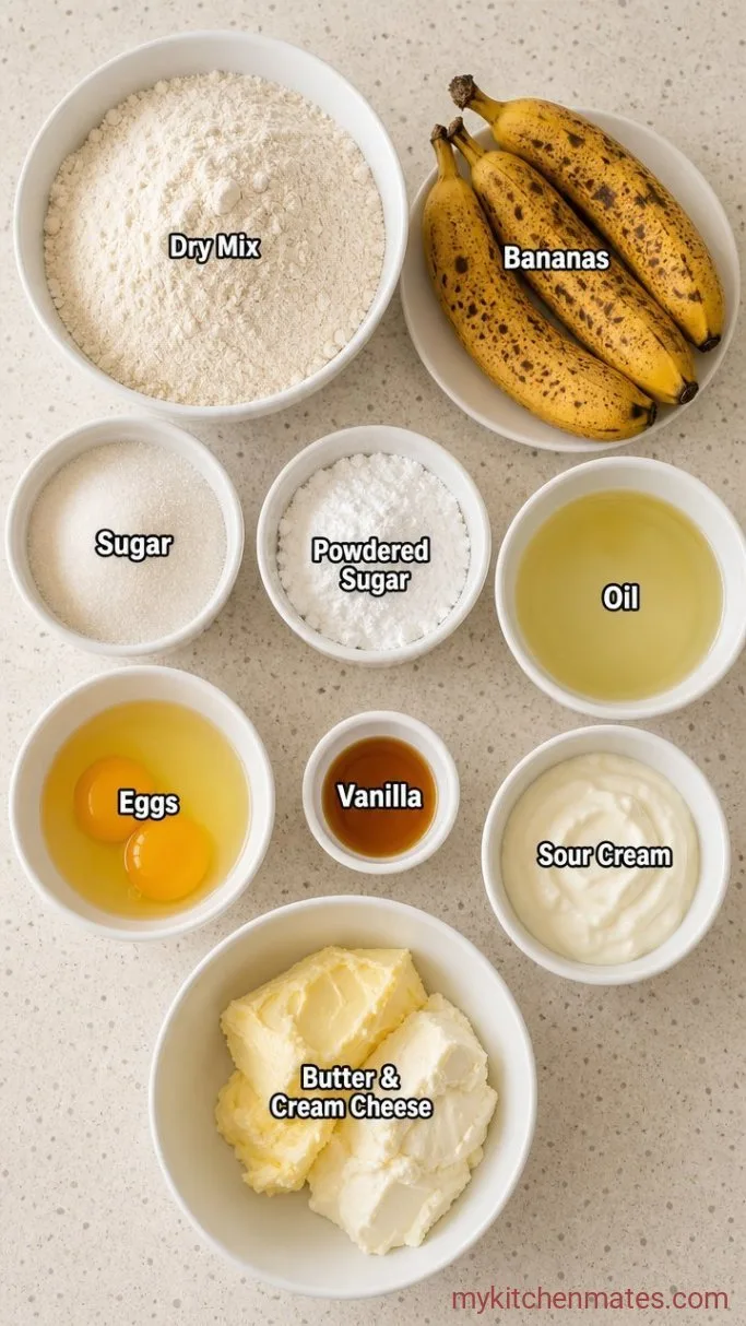 Moist Banana Cake with Cream Cheese Frosting Ingredients