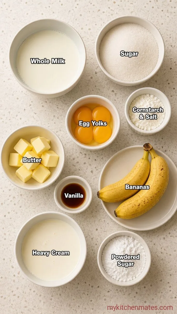 Homemade Banana Cream Pudding Ingredients