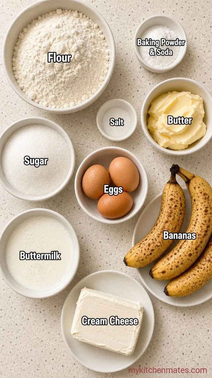 Moist Banana Layer Cake with Cream Cheese Frosting Ingredients