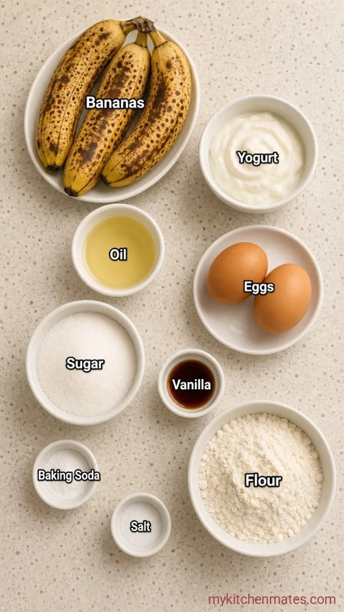 Moist One-Bowl Banana Loaf Cake Ingredients