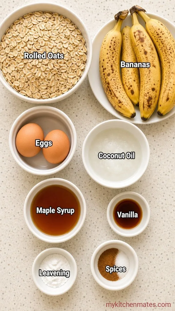 Banana Oat Cake (Made with Whole Oats, No Flour) Ingredients