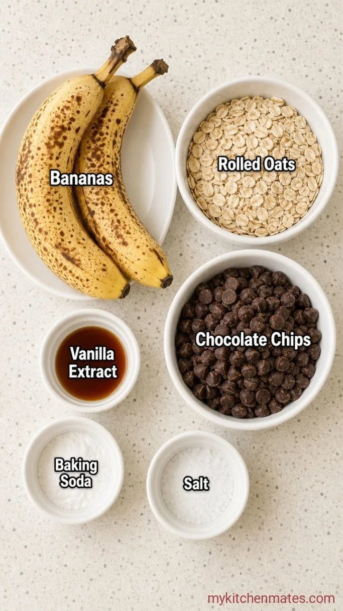 3-Ingredient Banana Oatmeal Chocolate Chip Cookies Ingredients