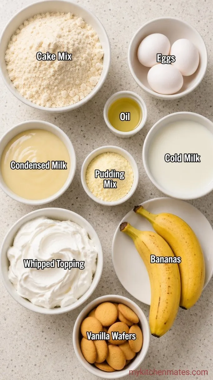 No-Mixer Banana Poke Cake (So Easy) Ingredients
